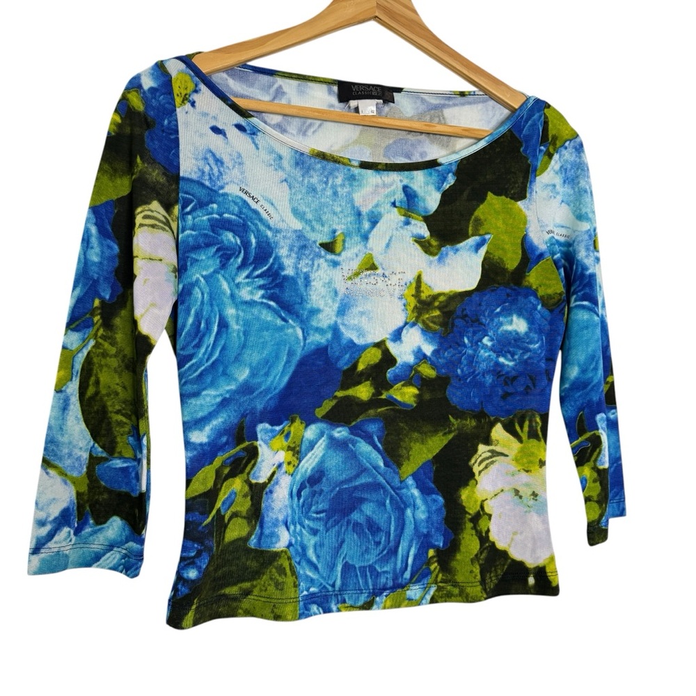 Vintage Versace Floral‎ Top Embellished